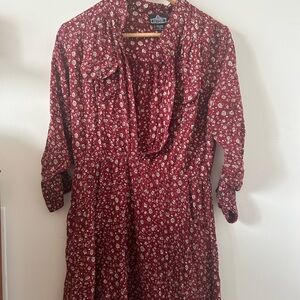 Angie Garnet Floral Knee-Length Dress